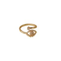 Evil Eye Jewelry Finger Ring, Brass, plated, micro pave cubic zirconia & for woman, golden 