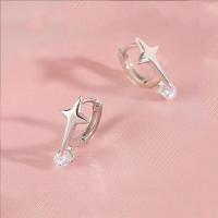 Cubic Zircon Brass Earring, silver color plated, fashion jewelry & micro pave cubic zirconia & for woman 