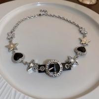 Fashion Choker Necklace, Zinc Alloy, silver color plated, fashion jewelry & for woman & with rhinestone Approx 35 cm 