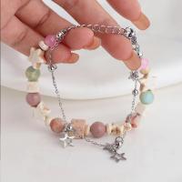 Zinc Alloy Resin Bracelets, with Titanium Steel & Porcelain & Resin, with 5.3cm extender chain, handmade, fashion jewelry & for woman Approx 15.5 cm [