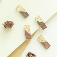Original Wood Pendants, with Gold Foil & Resin, Rectangle, DIY Approx [