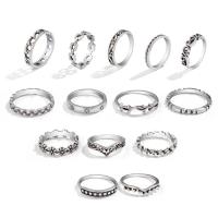 Zinc Alloy Ring Set, antique silver color plated, 15 pieces & vintage & for woman, US Ring .5-8.5 