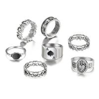 Цинковый сплав кольцо Установить, цинковый сплав, плакирован серебром, Винтаж & Женский & эмаль, размер:7-9.5, продается указан