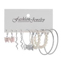 Plastic Pearl Zinc Alloy Earring, with Plastic Pearl & Acrylic, plated, 5 pieces & fashion jewelry & for woman 26-49mm 