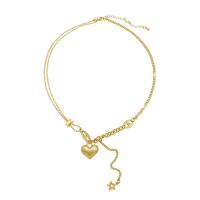 Zinc Alloy Necklace, with 2.76inch extender chain, Heart, gold color plated, Korean style & for woman Approx 16.5 Inch 