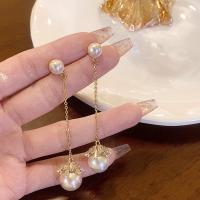Plastic Pearl Zinc Alloy Earring, with Zinc Alloy, gold color plated, fashion jewelry & micro pave cubic zirconia & for woman 