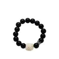 Glass Pearl Jewelry Bracelets, Glass Beads, with Resin, handmade, fashion jewelry & Unisex, black Approx 18 cm 