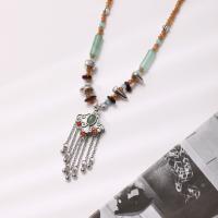 Gemstone Necklaces, Zinc Alloy, with Seedbead & Natural Stone, with 5cm extender chain, silver color plated, fashion jewelry & for woman Approx 38 cm 