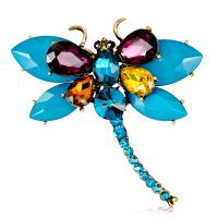 Crystal Brooch, Zinc Alloy, with Crystal & Rhinestone, Dragonfly, gold color plated, random style & fashion jewelry & for woman, mixed colors 