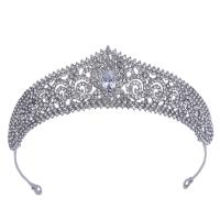Bridal Tiaras, Zinc Alloy, silver color plated, for woman & with rhinestone 