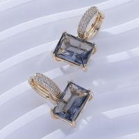 Cubic Zirconia Micro Pave Brass Earring, with Cubic Zirconia, Square, fashion jewelry & for woman & with rhinestone 