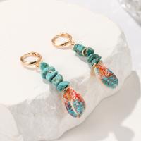Iron Drop Earring, with brass wire & turquoise, fashion jewelry & for woman 