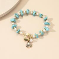 Fashion Zinc Alloy Bracelets, with turquoise & Plastic Pearl, fashion jewelry 