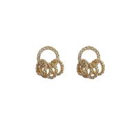 Zinc Alloy Rhinestone Drop Earring, with Zinc Alloy, gold color plated, for woman, 20mm 