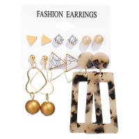 Zinc Alloy Earring Set, with Plastic Pearl & Acrylic, gold color plated & for woman & with rhinestone, 7-91mm 