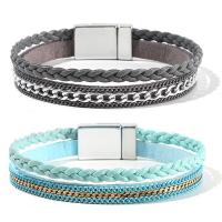 PU Leather Cord Bracelets, with Copper, handmade, multilayer & for woman Approx 7.9 Inch 