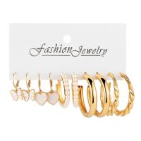 Zinc Alloy Earring Set, with Plastic Pearl & Acrylic, gold color plated & for woman & enamel, 12-52mm 