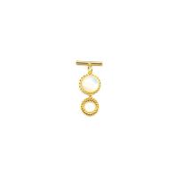 Brass Toggle Clasp, with White Shell, 18K gold plated, DIY, golden 
