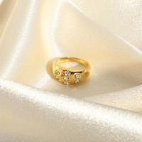 Cubic Zirconia anillo de dedo de acero inoxidable, acero inoxidable 304, 18K chapado en oro, Joyería & diverso tamaño para la opción & micro arcilla de zirconia cúbica & para mujer, dorado, 9.94mm, Vendido por UD