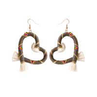 Glass Seed Beads Earring, Cotton Thread, with Seedbead & Zinc Alloy, Heart, handmade, fashion jewelry & for woman 
