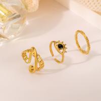Zinc Alloy Ring Set, gold color plated, three pieces & fashion jewelry & for woman, golden 