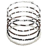Schmuck Perlen Halskette, Kokosrinde, mit Harz, mit Verlängerungskettchen von 5cm, 6 Stück & Bohemian-Stil & für den Menschen, gemischte Farben, Länge:43 cm, verkauft von setzen