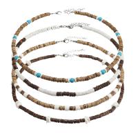 Schmuck Perlen Halskette, Kokosrinde, mit Verlängerungskettchen von 5cm, 4 Stück & Bohemian-Stil & für den Menschen, gemischte Farben, Länge:45 cm, verkauft von setzen