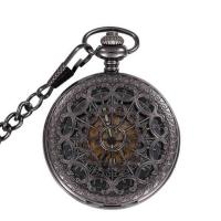 Pocket Watch, Zinc Alloy, Round, plated, Unisex & stem-winder & luminated & hollow Approx 14.8 Inch 