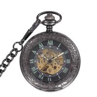 Pocket Watch, Zinc Alloy, with Rubber, Round, plated, Unisex & stem-winder & luminated & hollow Approx 14.8 Inch [