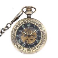 Pocket Watch, Zinc Alloy, with Rubber, Round, plated, vintage & Unisex & stem-winder Approx 14.8 Inch [