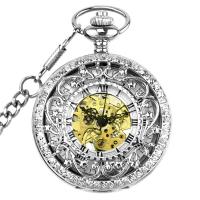 Pocket Watch, Zinc Alloy, with Rubber, Round, plated, vintage & Unisex & stem-winder & hollow Approx 14.8 Inch 
