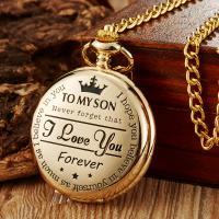 Pocket Watch, Zinc Alloy, with Glass, Round, plated, vintage & Chinese movement & Unisex & with letter pattern 