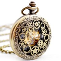 Pocket Watch, Zinc Alloy, with Plastic, Round, plated, vintage & Unisex & hollow Approx 12.6 Inch 