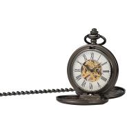 Pocket Watch, Zinc Alloy, with Plastic, Round, plated, vintage & Unisex & stem-winder Approx 14.8 Inch 