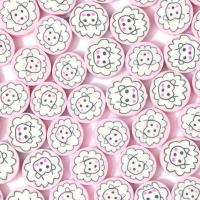 Perles bijoux Fimo , argile de polymère, Plat rond, DIY, rose, 10mm, Environ Vendu par sac