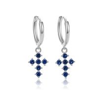 Cubic Zirconia Micro Pave Sterling Silver Earring, 925 Sterling Silver, plated, fashion jewelry & micro pave cubic zirconia & for woman 24mm 