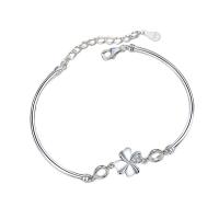 Cubic Zirconia Micro Pave Sterling Silver Bracelet, 925 Sterling Silver, plated, fashion jewelry & micro pave cubic zirconia & for woman Approx 7.87 Inch [