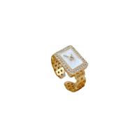 Cubic Zirconia Micro Pave Brass Finger Ring, fashion jewelry & micro pave cubic zirconia & for woman, golden 