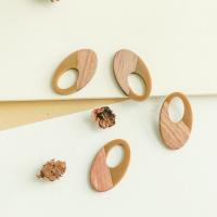 Original Wood Pendants, with Resin, Oval, DIY & hollow Approx 