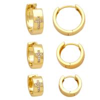 Cubic Zirconia Micro Pave Brass Earring, Round, plated, fashion jewelry & micro pave cubic zirconia, gold 