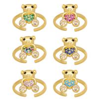 Cubic Zirconia Micro Pave Brass Finger Ring, Bear, plated, fashion jewelry & micro pave cubic zirconia 14mm, Inner Approx 17mm 