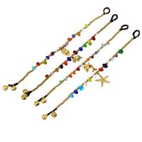 Lampwork Bracelets, Brass, with Wax Cord & Lampwork & for woman, golden Approx 18.5 cm 