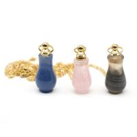 Natural Stone Perfume Bottle Necklace, with Zinc Alloy, with 5cm extender chain, gold color plated, fashion jewelry & for woman Approx 60 cm 