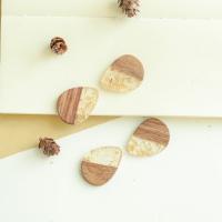 Original Wood Pendants, with Gold Foil & Resin, Teardrop, DIY Approx 