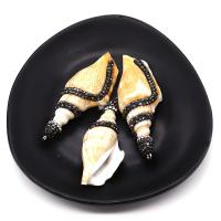 Trompette Shell pendentif en laiton, coquille de trompette, avec argile & laiton, conque, DIY, Jaune Vendu par PC