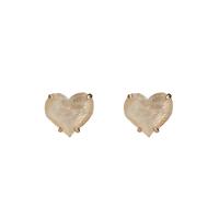 Cubic Zirconia Micro Pave Brass Earring, Heart, plated, micro pave cubic zirconia & for woman, golden 