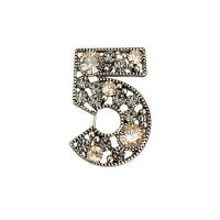 Cubic Zirconia Brooch, Brass, Number 5, plated, micro pave cubic zirconia & for woman, original color 