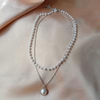 Zinc Alloy Necklace, with Plastic Pearl, fashion jewelry & for woman, 45cm 