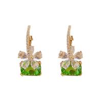 Crystal Drop Earring, Zinc Alloy, with Crystal, Geometrical Pattern, gold color plated, for woman & with rhinestone 