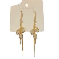 Resin Zinc Alloy Earring, with Resin, Tulip, gold color plated, for woman & with rhinestone 